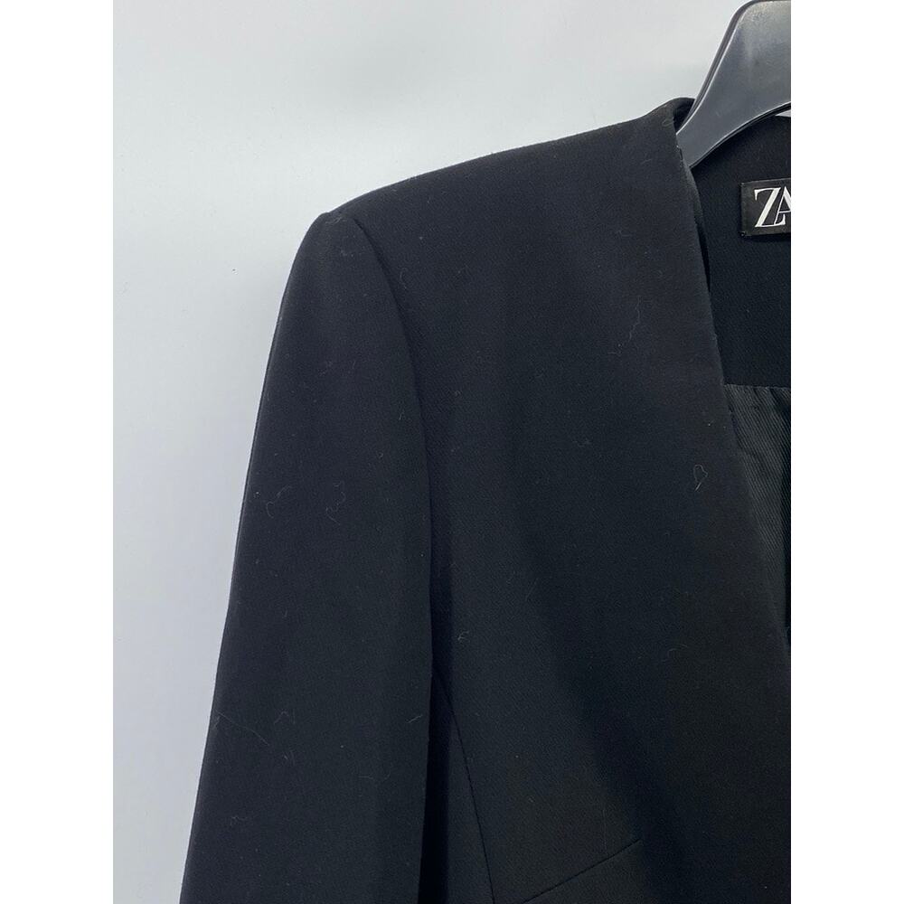 Zara Women’s Black Solid Chic Collarless Long Sle… - image 3